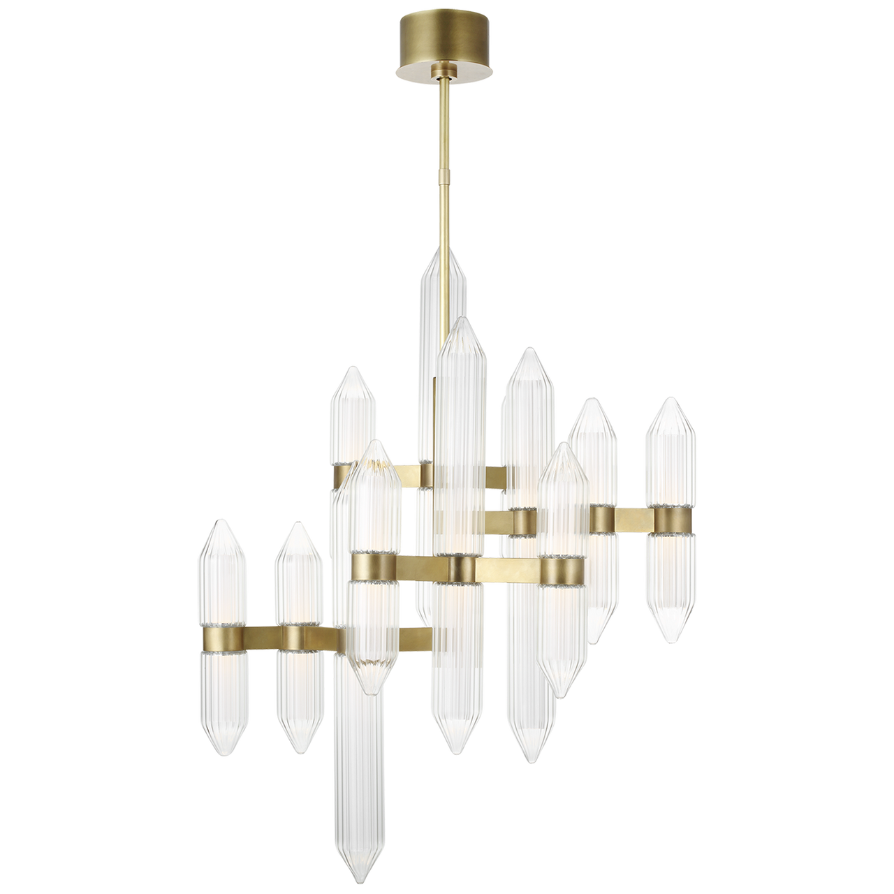 Langston Medium Chandelier, 12-Light, LED, Plated Brass, 40.5"H (700LGSN31BR-LED927 70PGDKX)