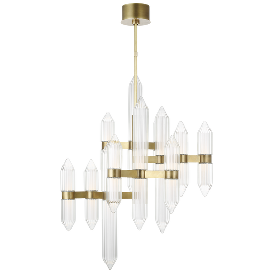 Langston Medium Chandelier, 12-Light, LED, Plated Brass, 40.5"H (700LGSN31BR-LED927 70PGDKX)