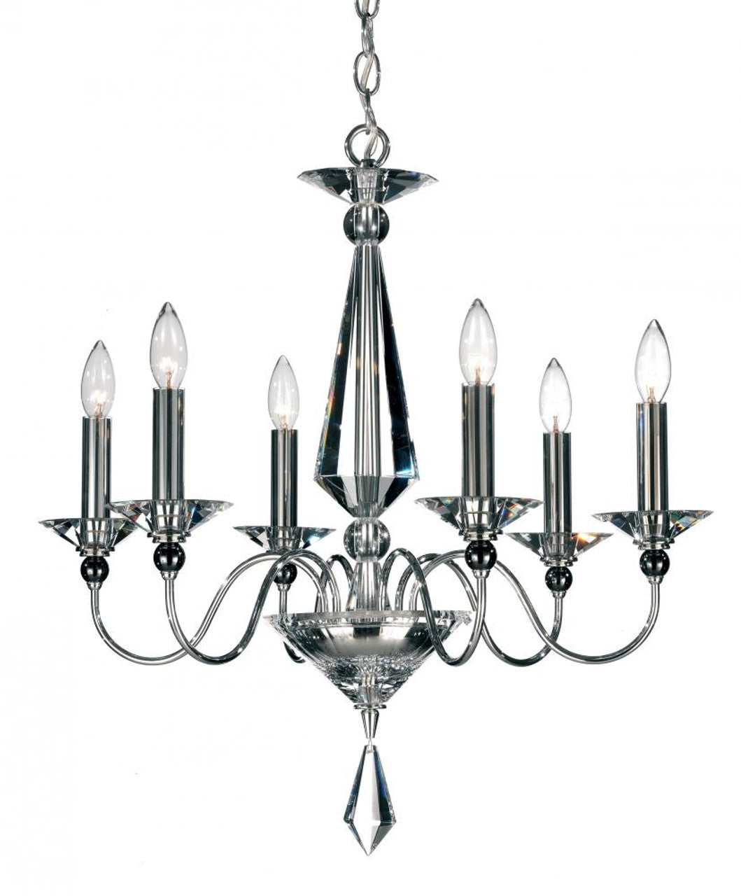 Jasmine Chandelier, 6-Light, Silver, Clear Optic Crystal, 22.5"W (9676-40CL XUKJF)