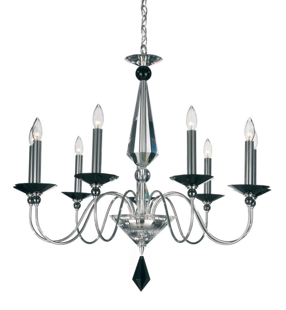 Jasmine Chandelier, 9-Light, Polished Silver, Clear Optic Crystal, 33"W (9679-40CL XXH87)