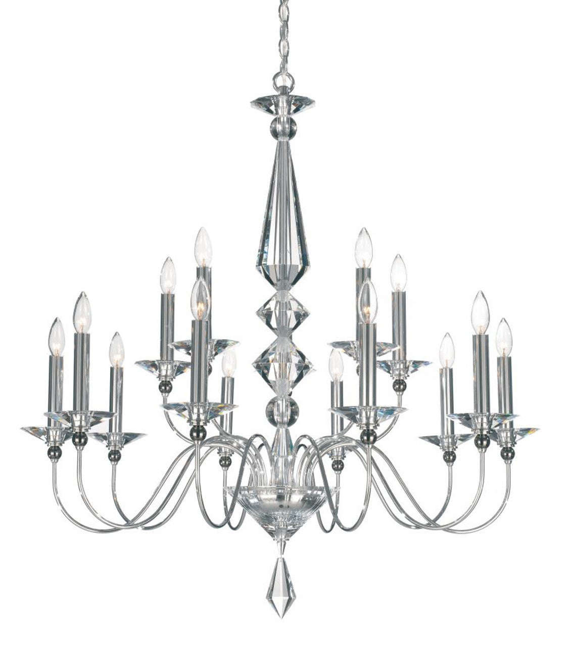 Jasmine Chandelier, 15-Light, Polished Silver, Clear Optic Crystal, 36"W (9685-40CL MYLL8)