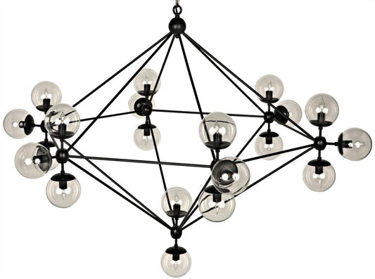 Pluto Chandelier, 20-Light, Matte Black, Glass, 63"W (LAMP478MTB-L YUU6013GY0)