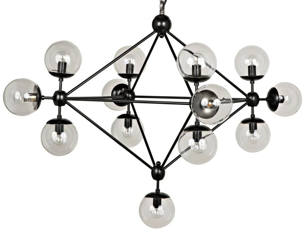 Pluto Chandelier, 13-Light, Matte Black, Glass, 44.5"W (LAMP478MTB-S YUU6013GY2)