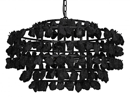 Vulcan Chandelier, 1-Light, Matte Black, Black Formed Glass, 29"W (LAMP778MTB YUU6013HVD)