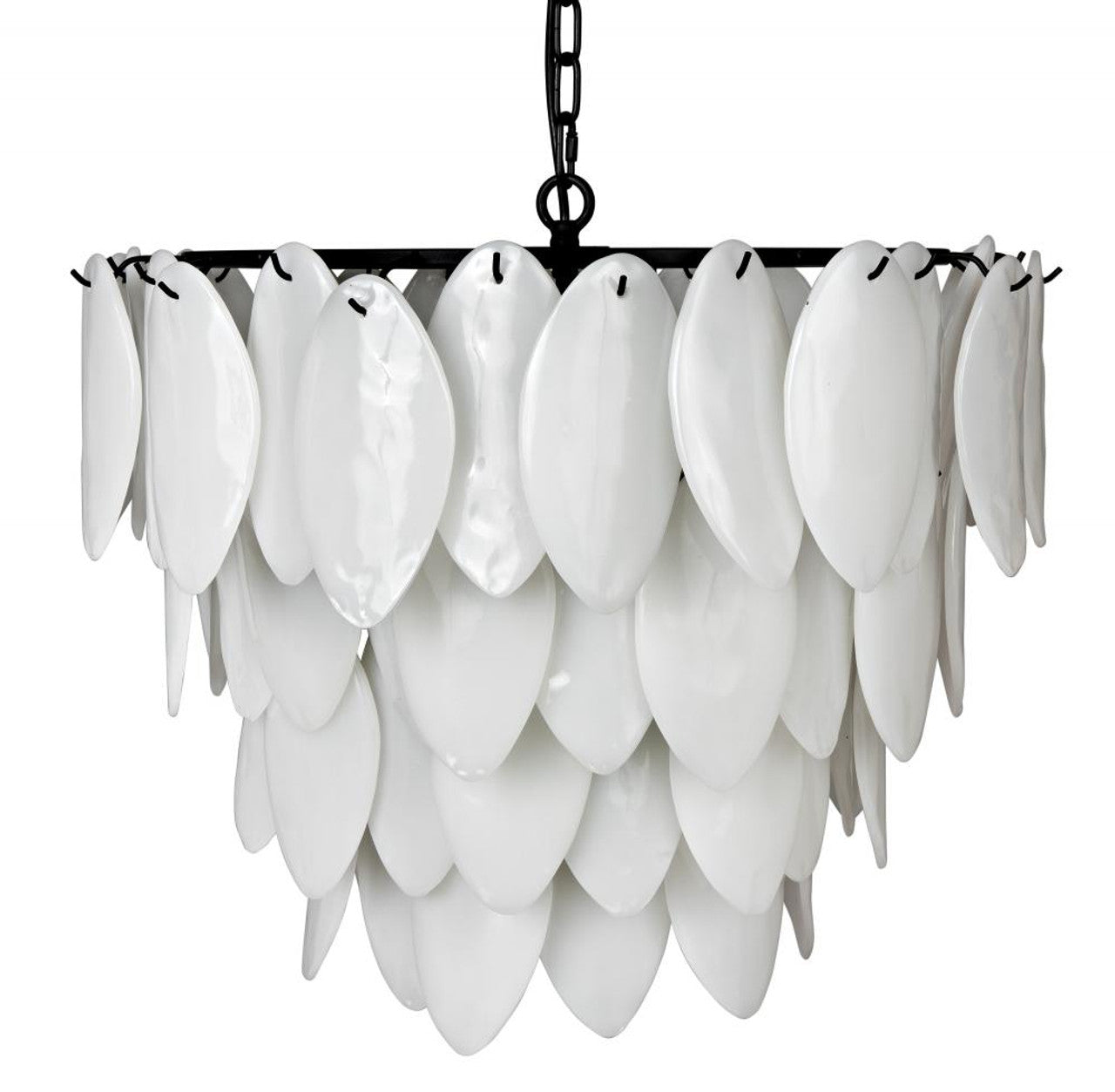 Lotus Chandelier, 4-Light, Matte Black, Milk Glass, 27"W (LAMP780MTB YUU6013GWX)