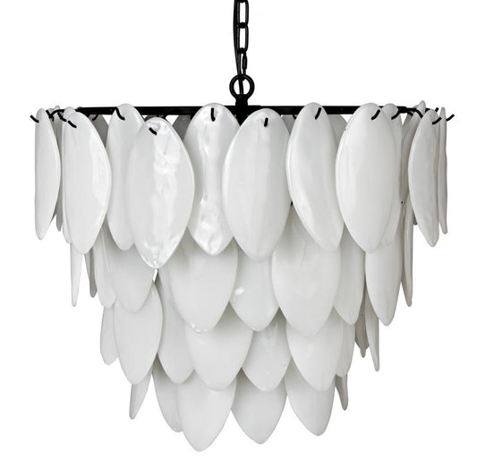 Lotus Chandelier, 4-Light, Matte Black, Milk Glass, 27"W (LAMP780MTB YUU6013GWX)