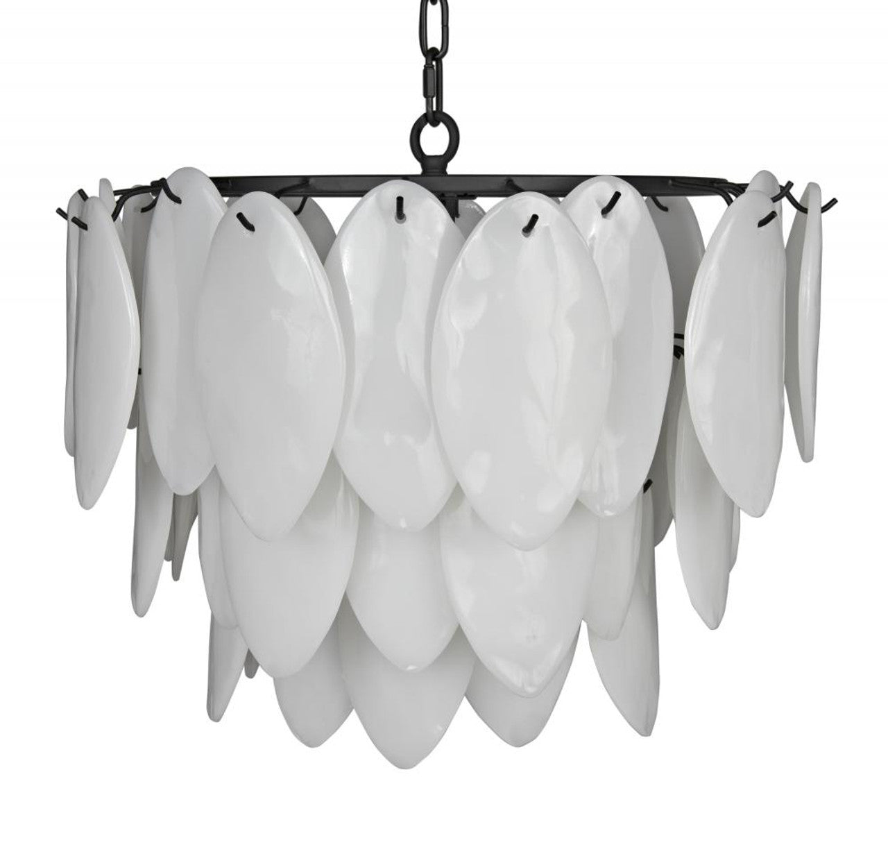 Lotus Chandelier, 4-Light, Matte Black, Milk Glass, 23"W (LAMP781MTB YUU6013GWY)