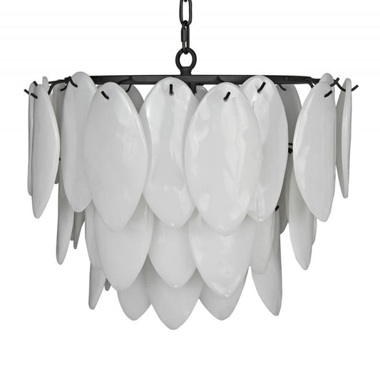 Lotus Chandelier, 4-Light, Matte Black, Milk Glass, 23"W (LAMP781MTB YUU6013GWY)