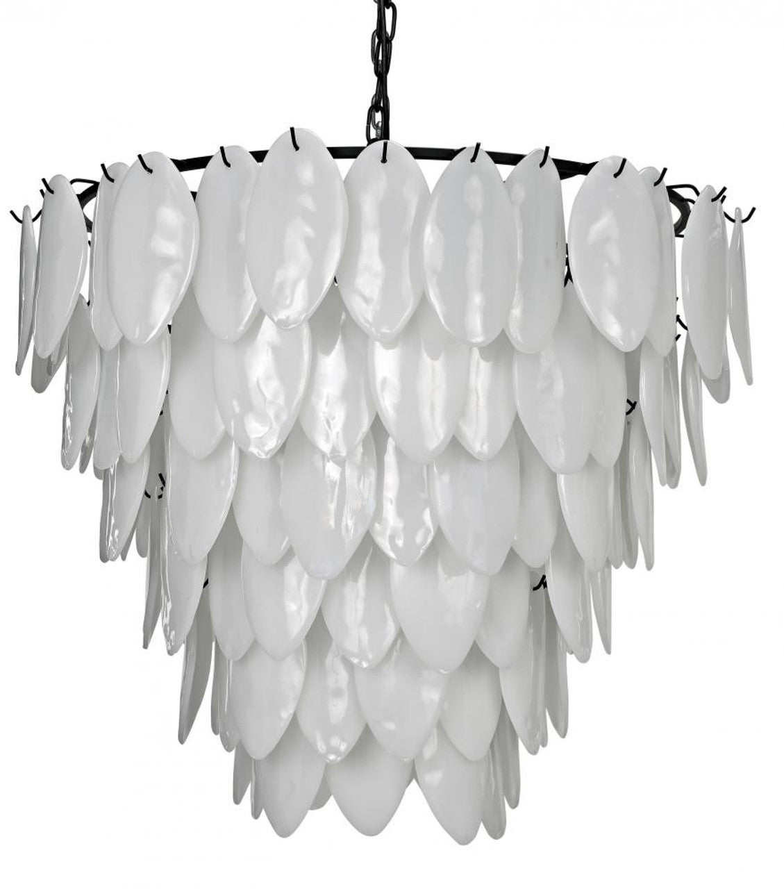 Lotus Chandelier, 8-Light, Matte Black, Milk Glass, 33"W (LAMP782MTB YUU6013GWW)