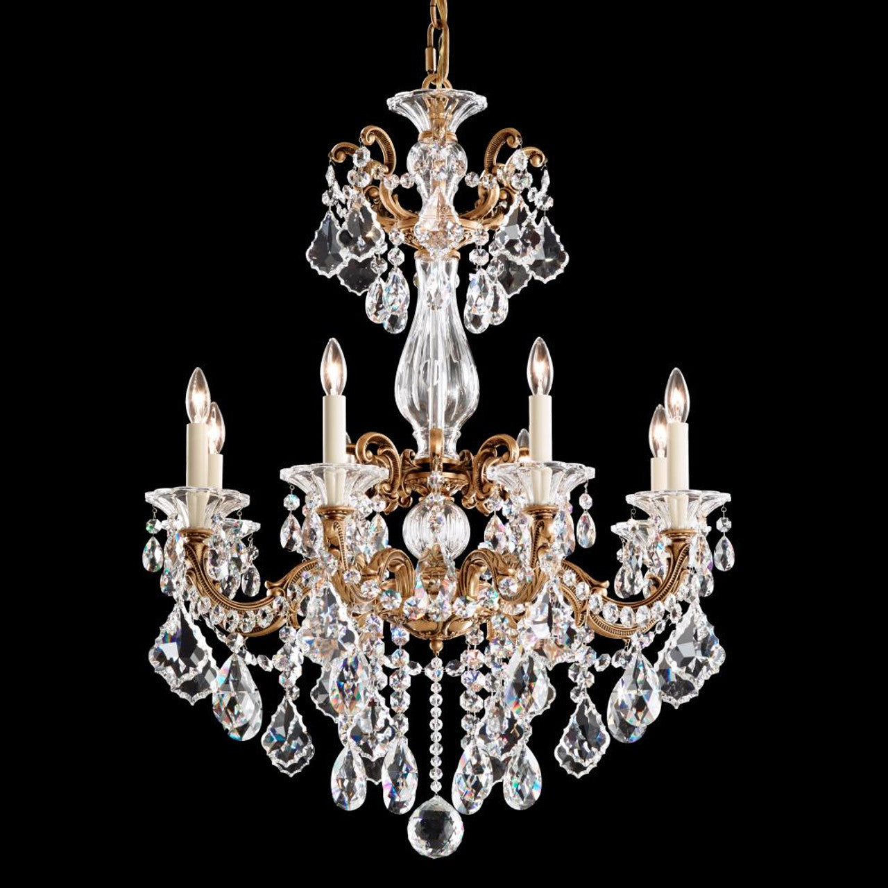 La Scala Chandelier, 8-Light, French Gold, Clear Swarovski Crystal, 25"W (5007-26S 1HZTKM)