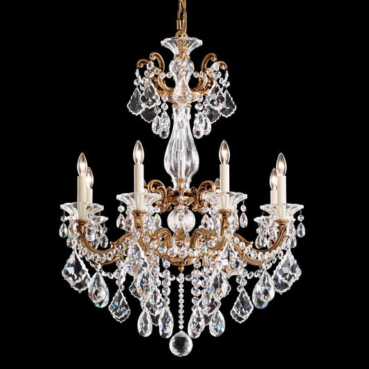 La Scala Chandelier, 8-Light, French Gold, Clear Swarovski Crystal, 25"W (5007-26S 1HZTKM)