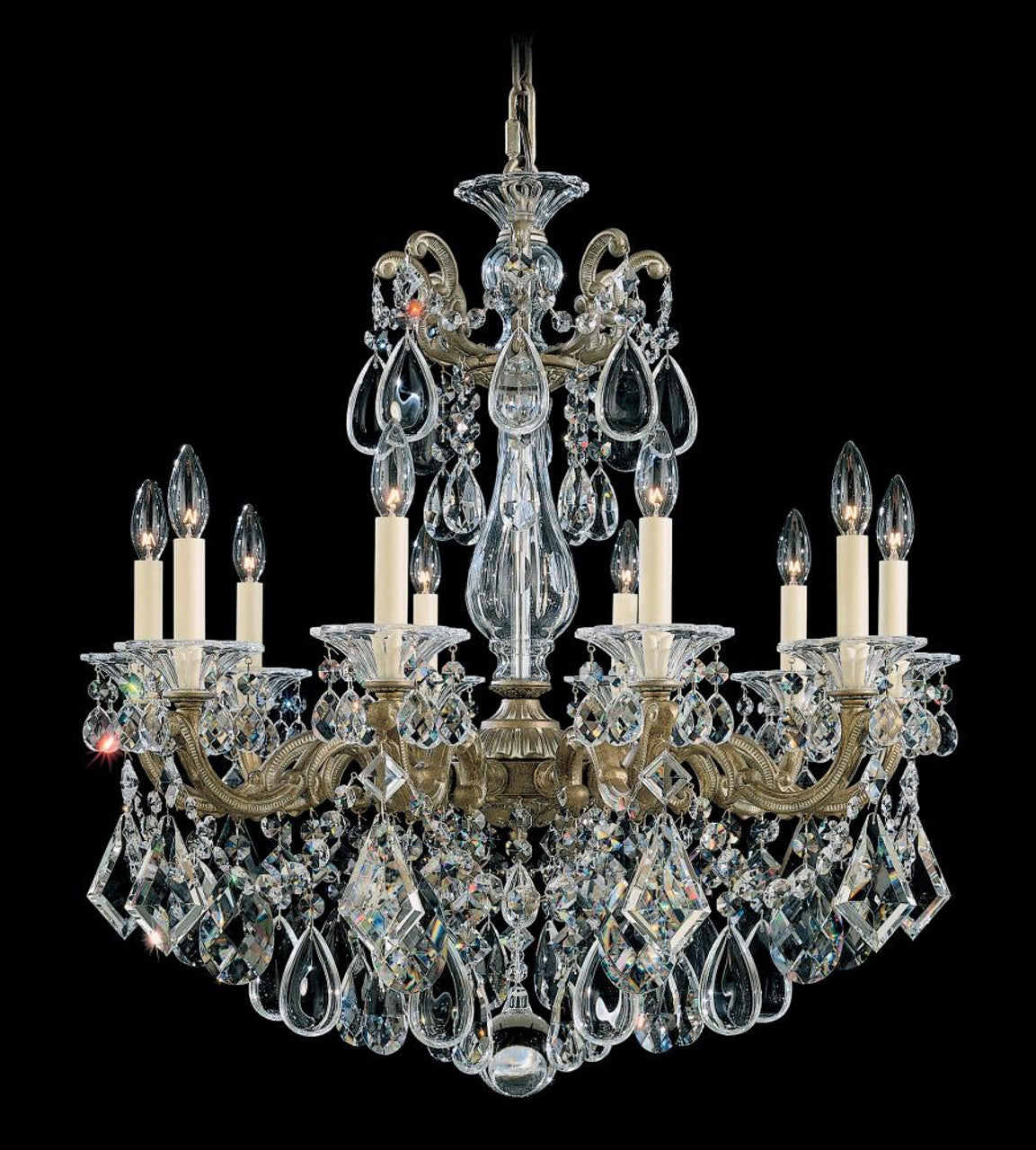 La Scala Chandelier, 10-Light, Antique Silver, Clear Heritage Crystal, 28"W (5074-48 1T4RW)