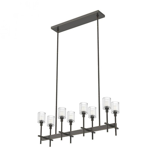 Salita Linear Chandelier, 8-Light, Urban Bronze, Ribbed Crystal, 35"L (LP314308UBRC 706TPNG)