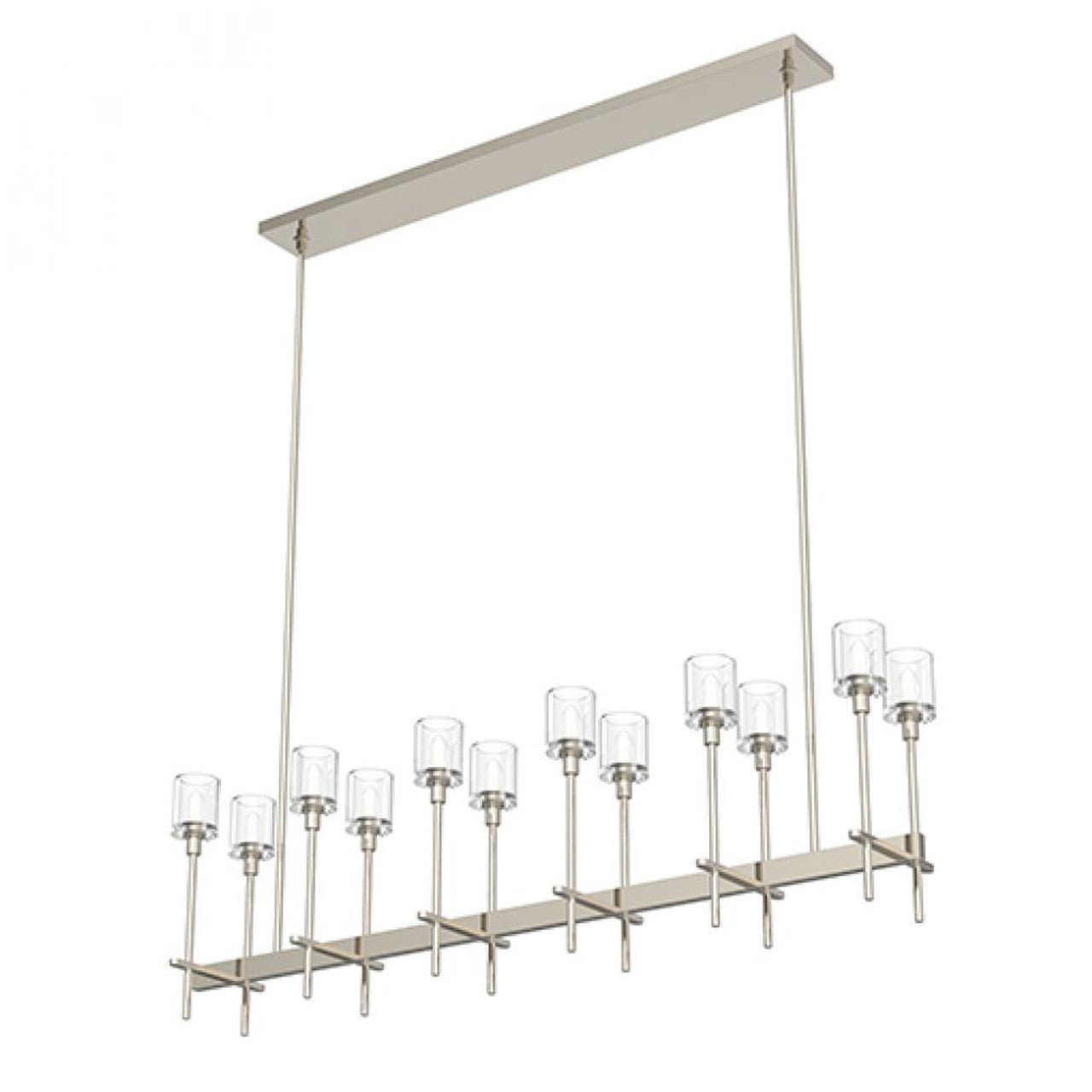 Salita Linear Chandelier, 12-Light, Polished Nickel, Clear Crystal, 55.5"L (LP314312PNCC 706TNP7)