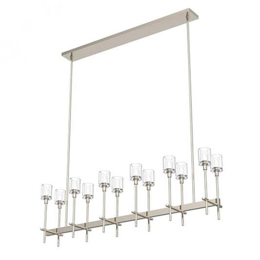 Salita Linear Chandelier, 12-Light, Polished Nickel, Clear Crystal, 55.5"L (LP314312PNCC 706TNP7)