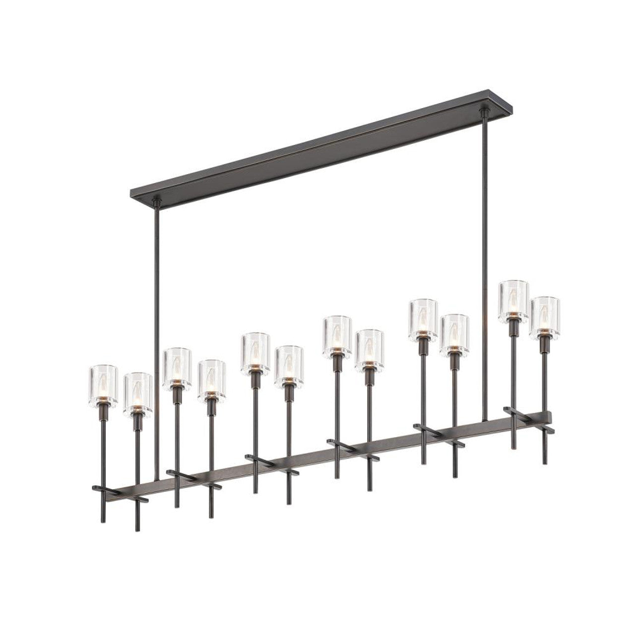 Salita Linear Chandelier, 12-Light, Urban Bronze, Clear Crystal, 55.5"L (LP314312UBCC 706TNP9)