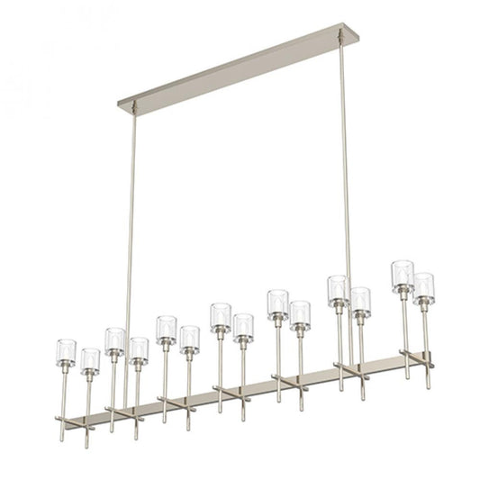 Salita Linear Chandelier, 14-Light, Polished Nickel, Clear Crystal, 66.25"L (LP314314PNCC 706TNPE)