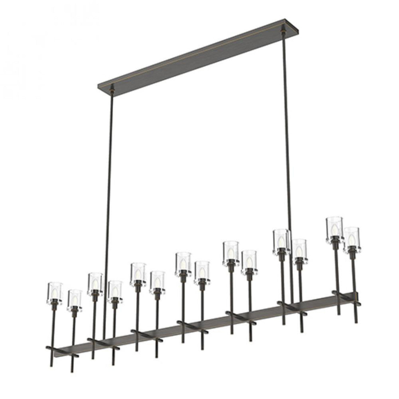 Salita Linear Chandelier, 14-Light, Urban Bronze, Clear Crystal, 66.25"L (LP314314UBCC 706TNPG)