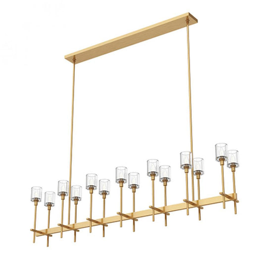 Salita Linear Chandelier, 14-Light, Vintage Brass, Clear Crystal, 66.25"L (LP314314VBCC 706TNPJ)