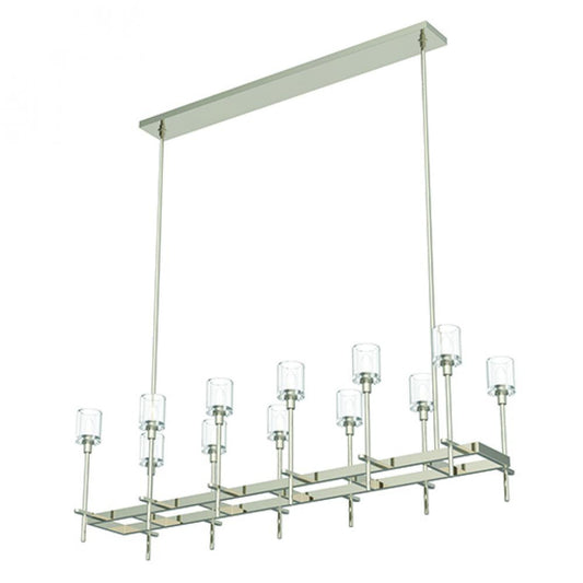 Salita Linear Pendant, 12-Light, Polished Nickel, Clear Crystal, 55.63"L (LP314366PNCC 706TNPL)