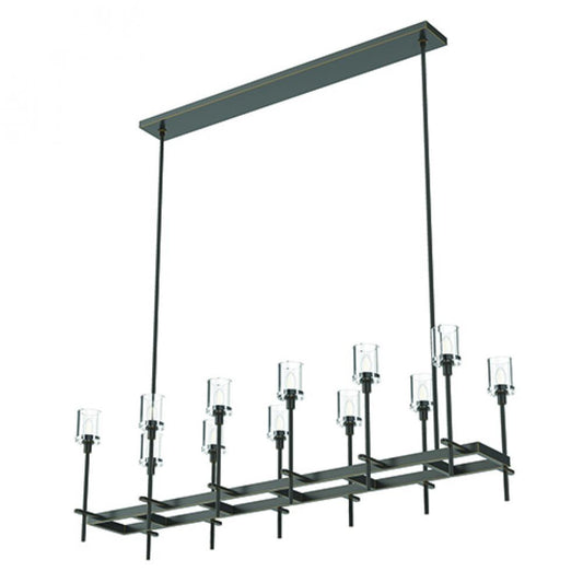 Salita Linear Chandelier, 12-Light, Urban Bronze, Clear Crystal, 55.63"L (LP314366UBCC 706TNPN)