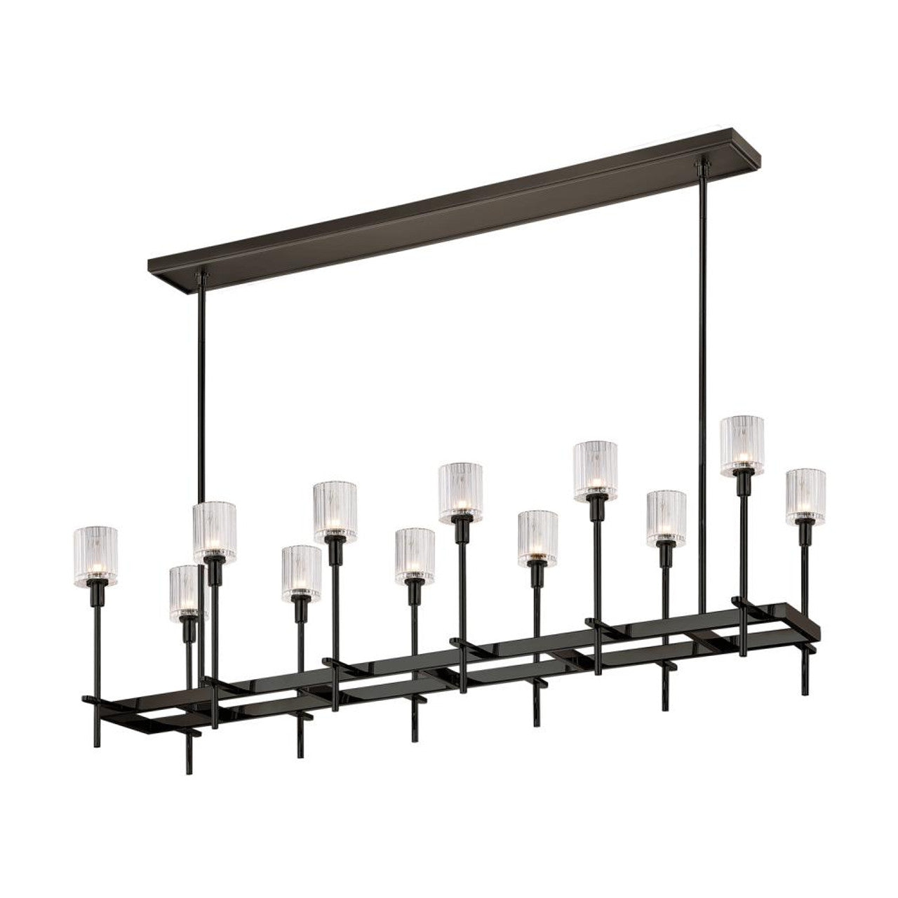 Salita Linear Chandelier, 12-Light, Urban Bronze, Ribbed Crystal, 55.63"L (LP314366UBRC 706TNPP)