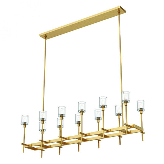 Salita Linear Pendant, 12-Light, Vintage Brass, Clear Crystal, 55.63"L (LP314366VBCC 706TNPQ)