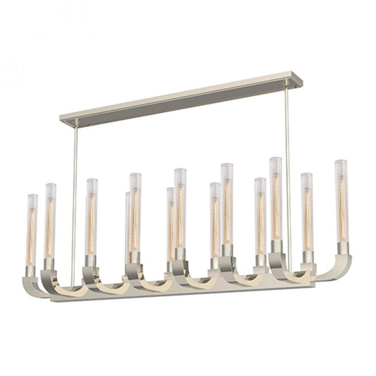 Flute Linear Pendant, 14-Light, Polished Nickel, Ribbed Glass, 66.38"L (LP316014PNCR 706TNQ2)