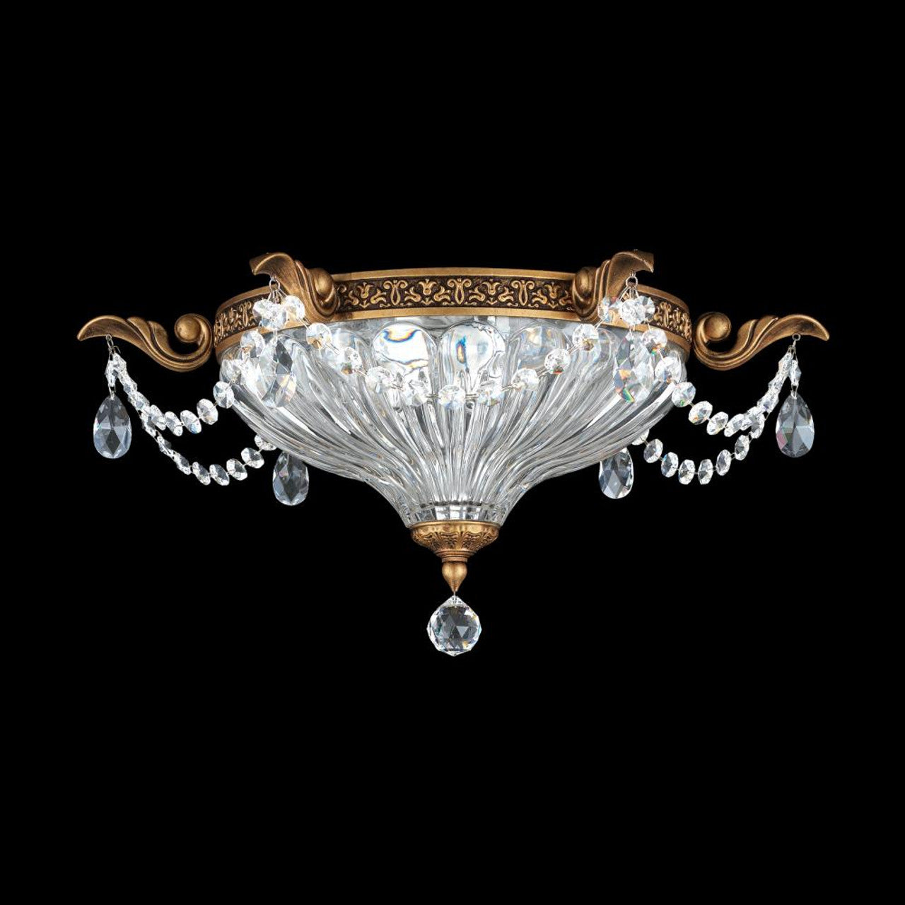 Milano Flush Mount, 2-Light, Heirloom Gold, Clear Swarovski Crystal, 16.5"W (1870 5633-22S 1HTP7V)