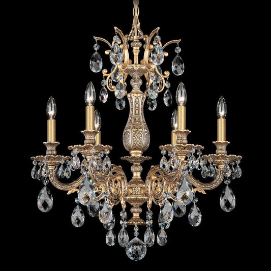 Milano Chandelier, 6-Light, Heirloom Gold, Clear Swarovski Crystal, 24"W (5676-22S 1HTU65)