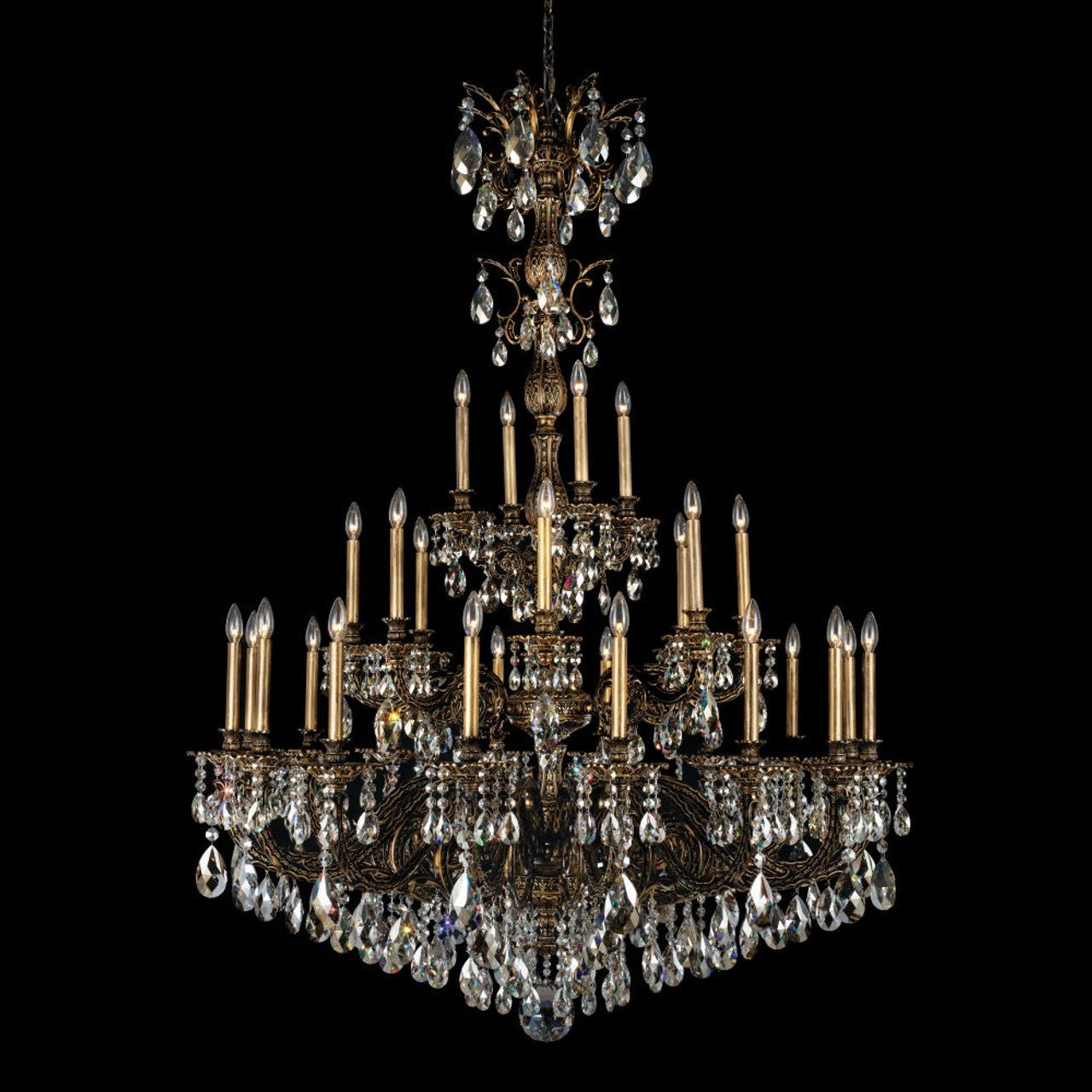 Milano Chandelier, 28-Light, Heirloom Gold, Clear Swarovski Crystal, 50"W (5688-22S 1HTV6H)