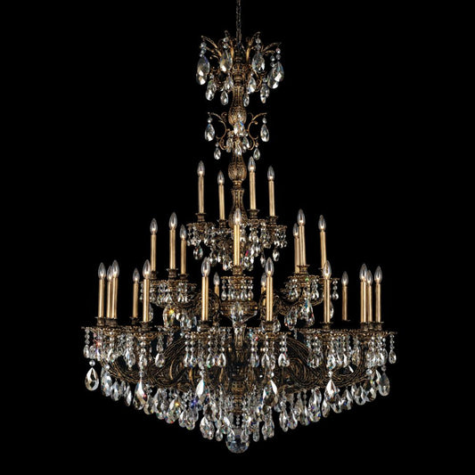 Milano Chandelier, 28-Light, Heirloom Gold, Clear Swarovski Crystal, 50"W (5688-22S 1HTV6H)