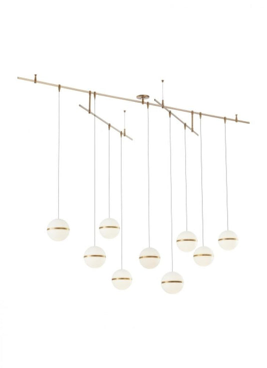 Mini Hanea Chandelier, 9-Light, LED, Natural Brass, 96"L (700HNE9NB-LED930R 70PGJEK)