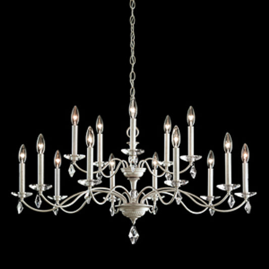 Modique Chandelier, 15-Light, Antique Silver, Clear Heritage Crystal, 39.5"W (MD1015N-48H 1J00F9)