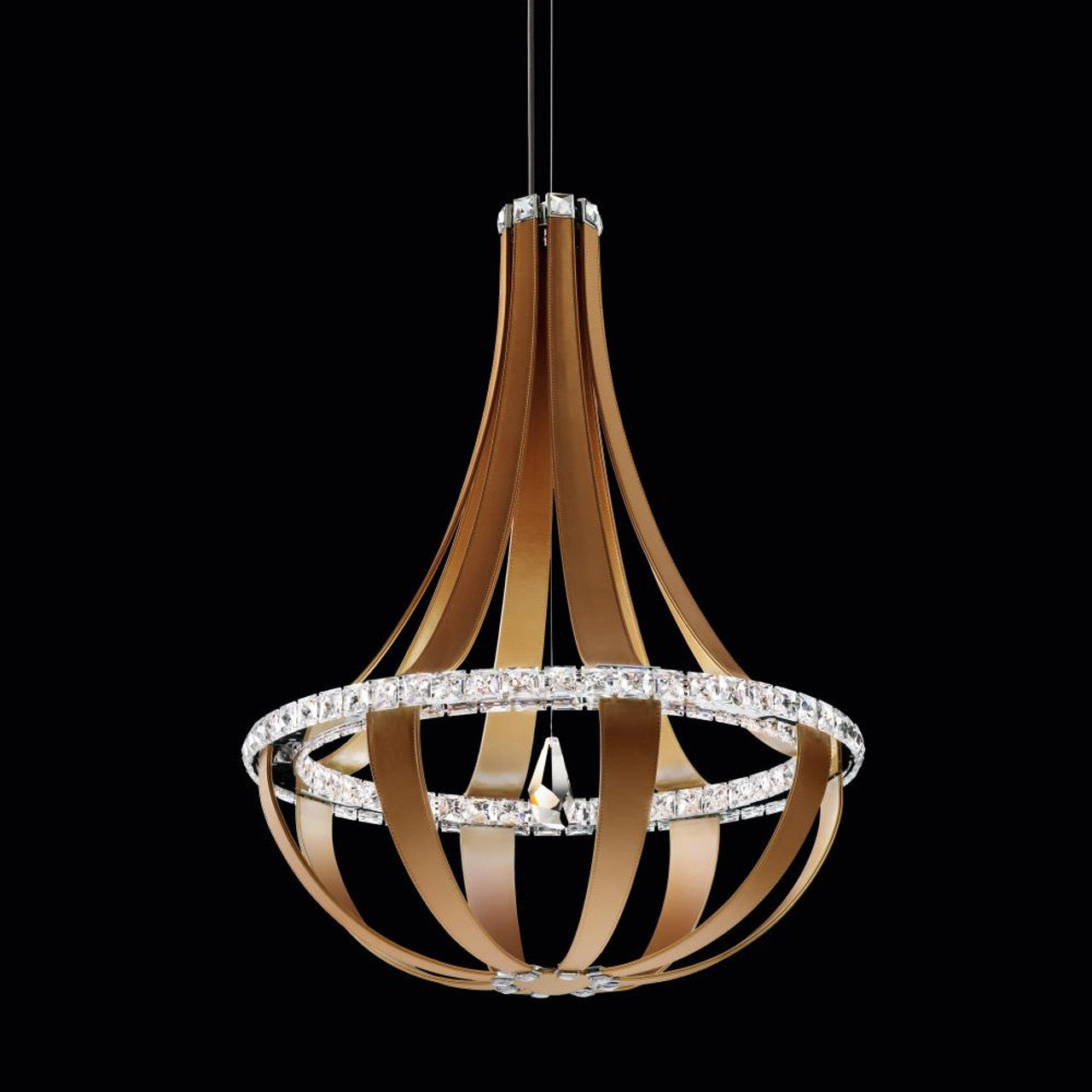 Crystal Empire Pendant, 16-Light, LED, Chinook Leather, Clear Swarovski Crystal, 27"W (SCE120DN-LC1S 1J5ZTG)