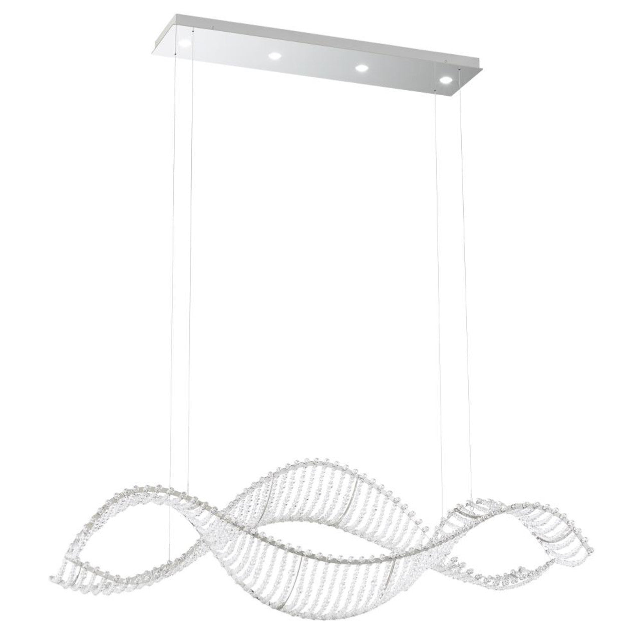 Alon Linear Chandelier, 4-Light, LED, Polished Stainless Steel, Clear Swarovski Crystal, 40.5"W (SRI400N-SS1S 1J5ZUD)