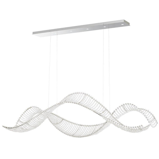 Alon Linear Chandelier, 6-Light, LED, Polished Stainless Steel, Clear Swarovski Crystal, 60"W (SRI500N-SS1S 1J5ZUE)