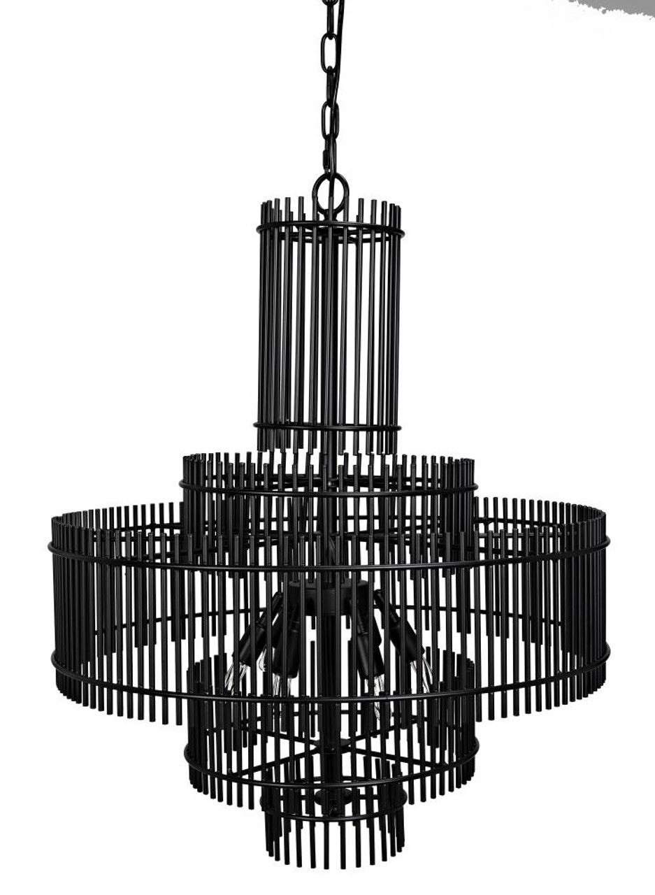 Ghost Chandelier, 6-Light, Matte Black, 27"W (PZ022MTB YUU6013GW6)