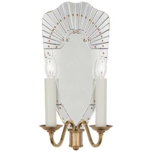 Adelaide Large Double Sconce - Mirror and Natural Brass