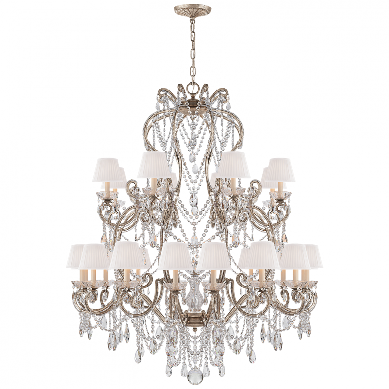 Adrianna Large Chandelier - Antique Silver Leaf