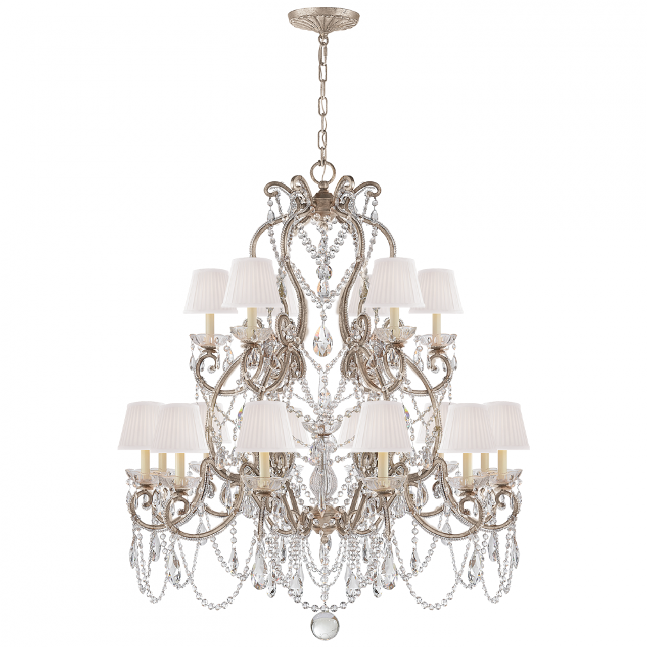 Adrianna Medium Chandelier - Antique Silver Leaf