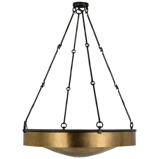 Ancram Large Uplight Chandelier - Natural Brass and Aged Iron