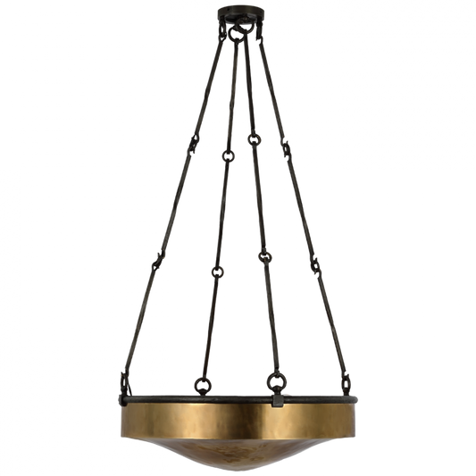 Ancram Medium Uplight Chandelier - Natural Brass and Aged Iron