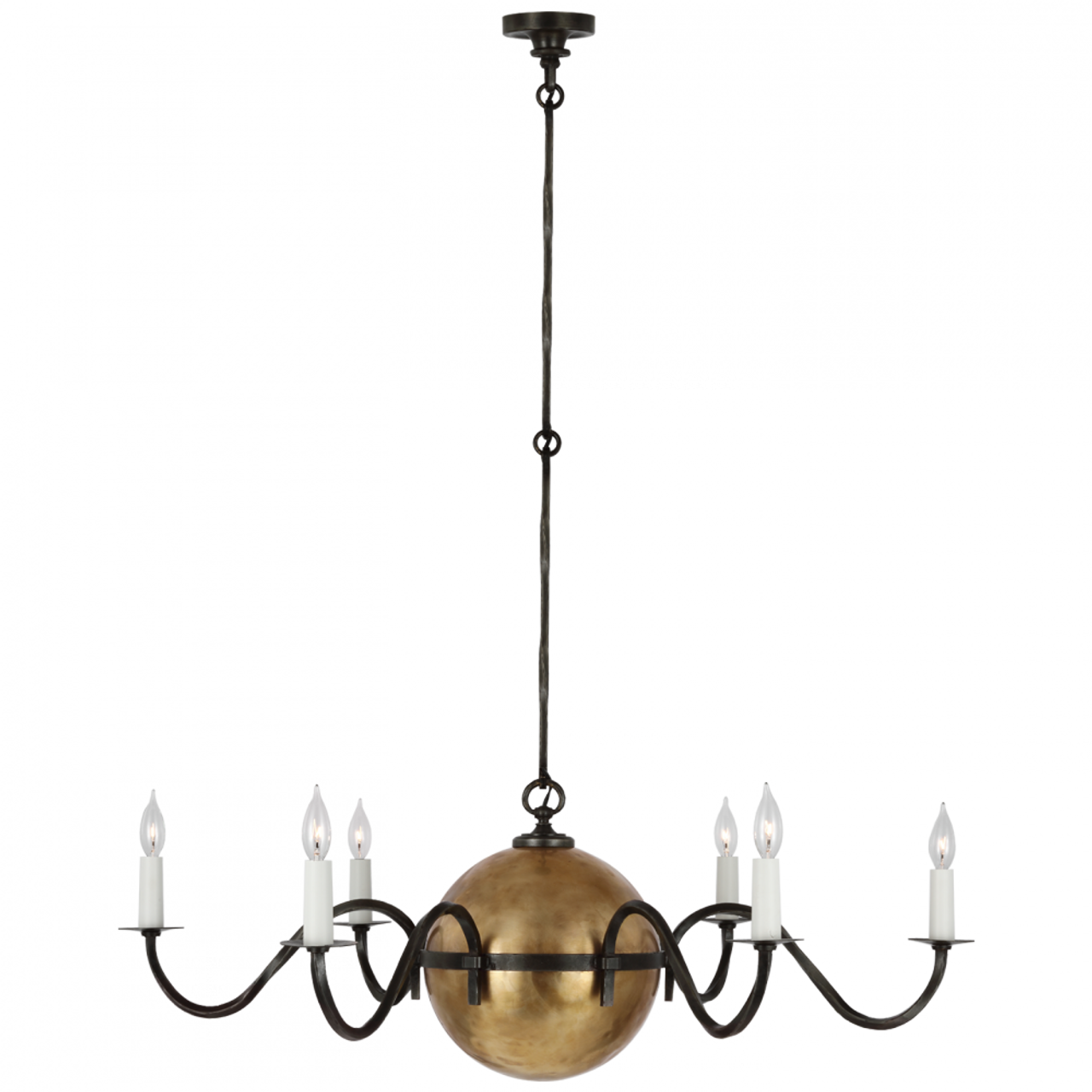 Ancram XL Chandelier - Natural Brass and Aged Iron