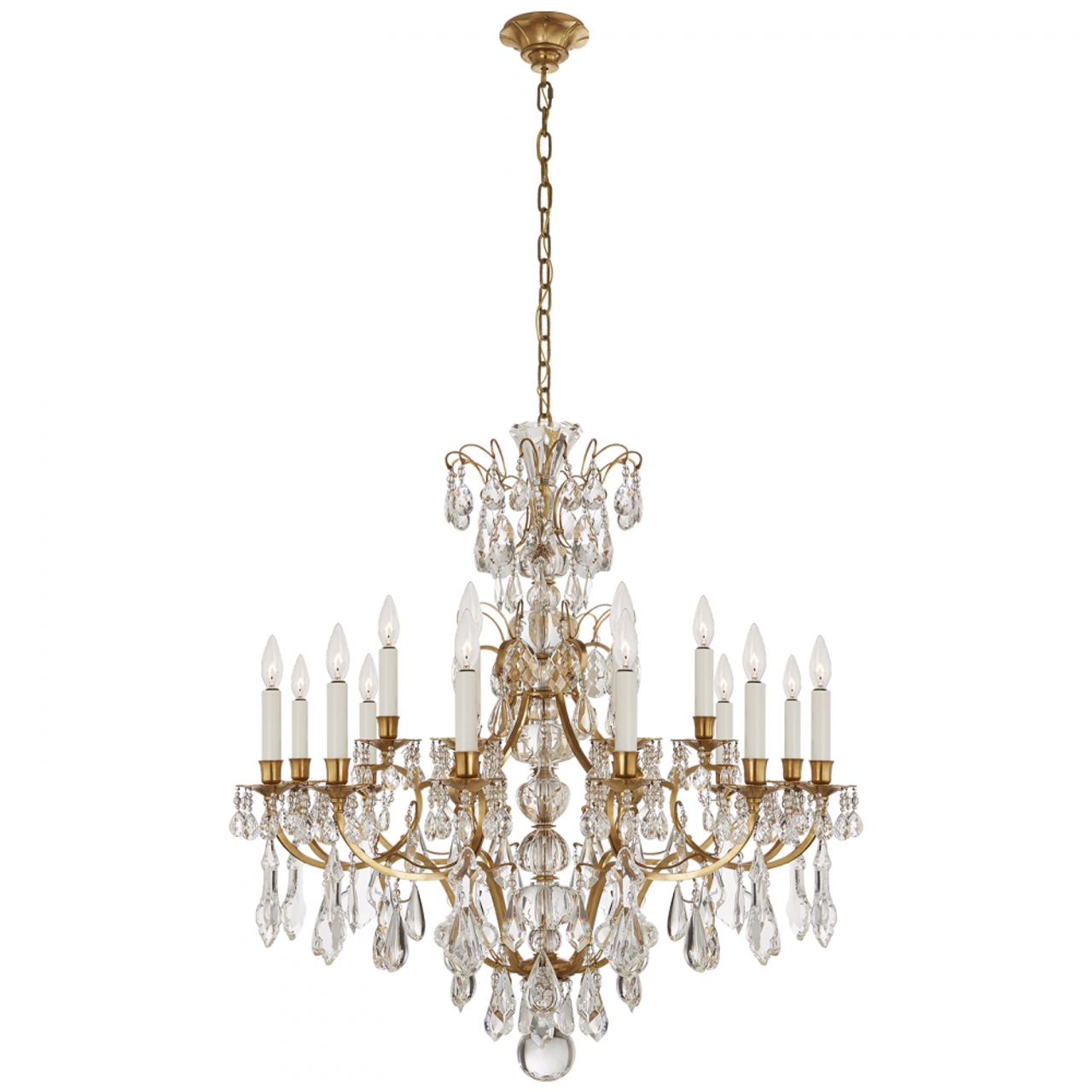 Antoinette Medium Chandelier - Natural Brass and Crystal