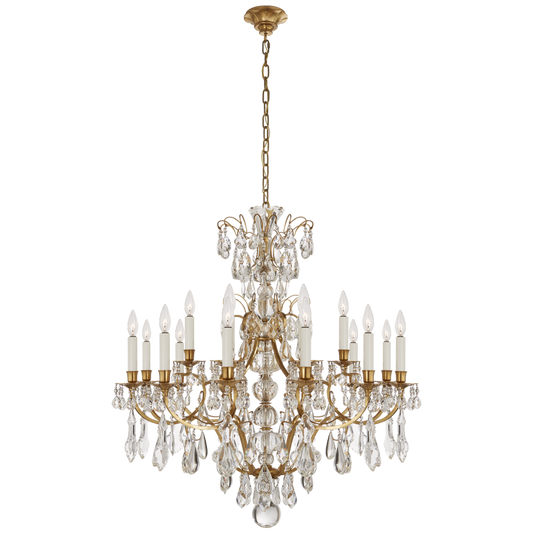 Antoinette Medium Chandelier - Natural Brass and Crystal