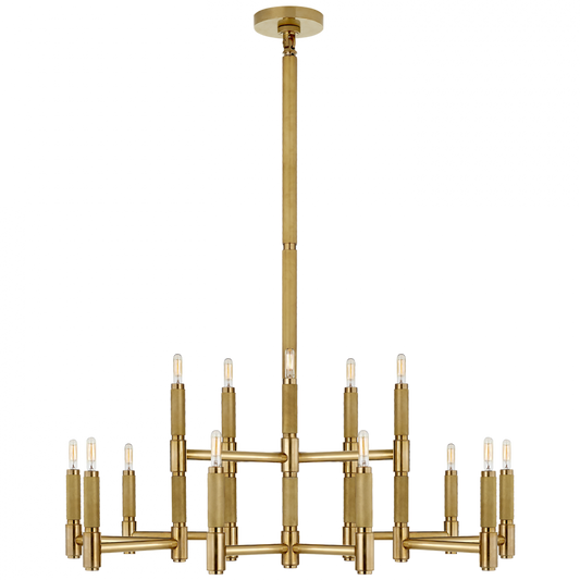 Barrett Large Knurled Chandelier - Natural Brass