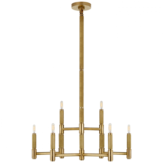 Barrett Medium Knurled Chandelier - Natural Brass