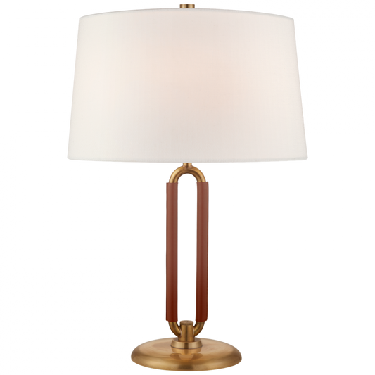 Cody Medium Table Lamp - Natural Brass and Saddle Leather