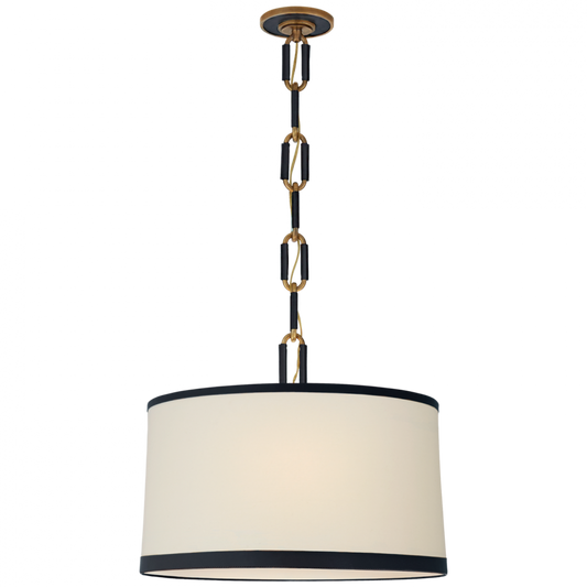 Cody Medium Hanging Shade - Natural Brass with Navy Leather